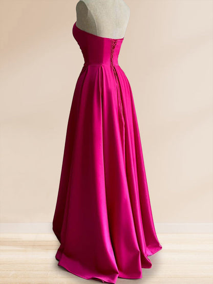 A-Line/Princess Sweetheart Floor-Length Formal Dresses With Pleats