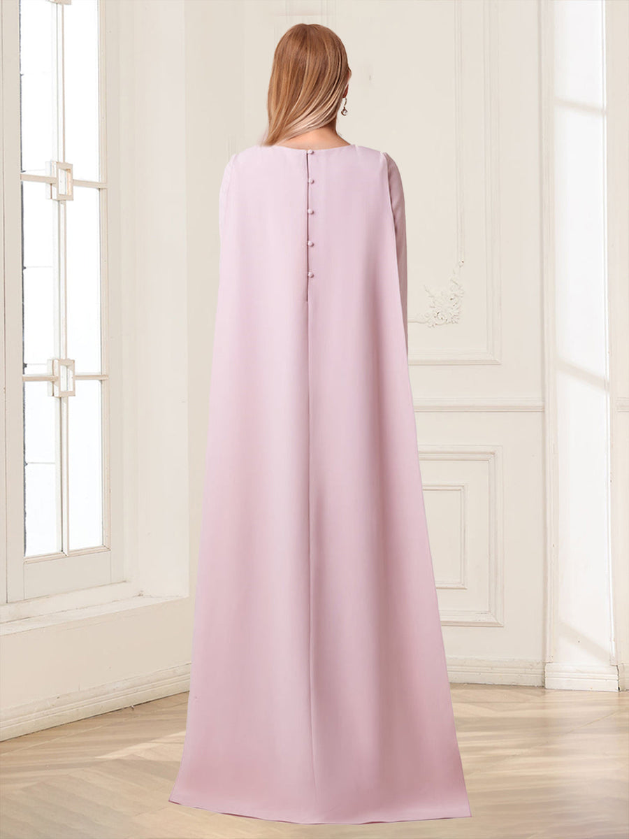 Sheath/Column Crew Neck Long Sleeves Mother of the Bride Dresses With Beadings