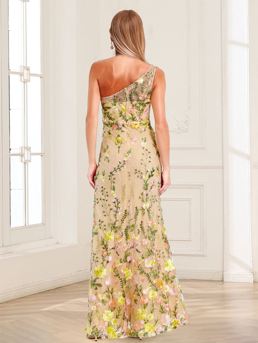 Sheath/Column One-Shoulder Sleeveless Mother of the Bride Dresses With Embroidery
