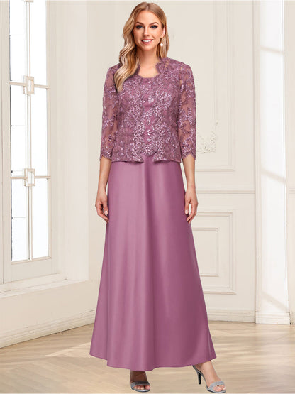 Sheath/Column Scoop Sleeveless 2 Pieces Mother of the Bride Dresses with Appliques & Jacket