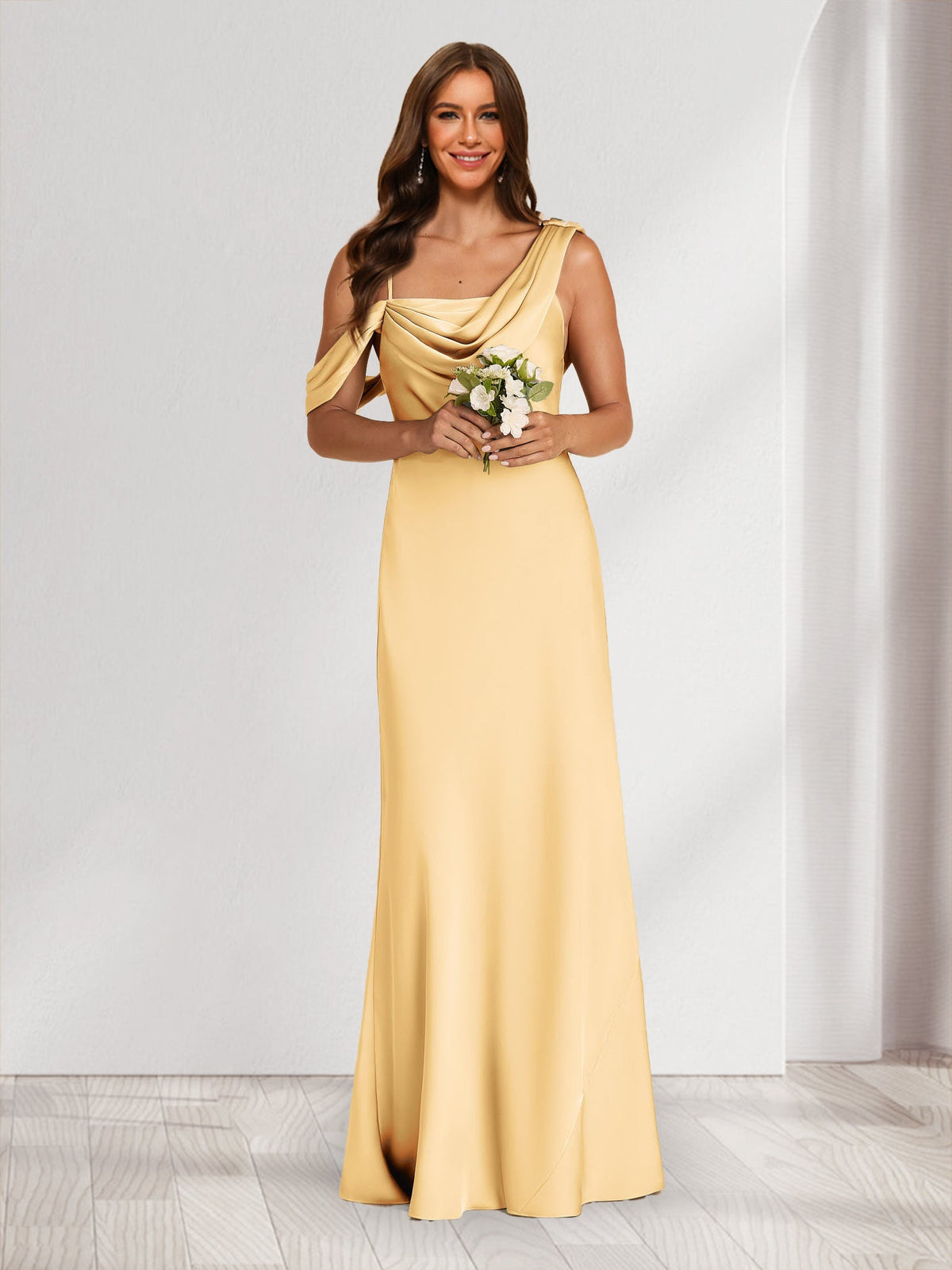 A-Line/Princess Asymmetrical One-shoulder Floor-Length Bridesmaid Dresses