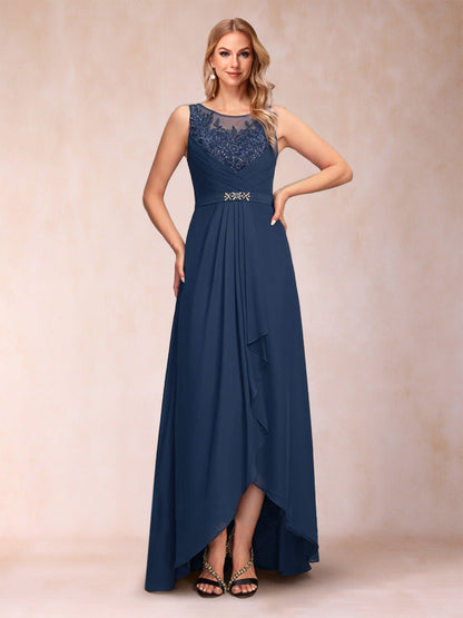 A-Line/Princess Scoop 3/4 Sleeves Floor-Length two pieces Mother of the Bride Dress With Sequins & Sash