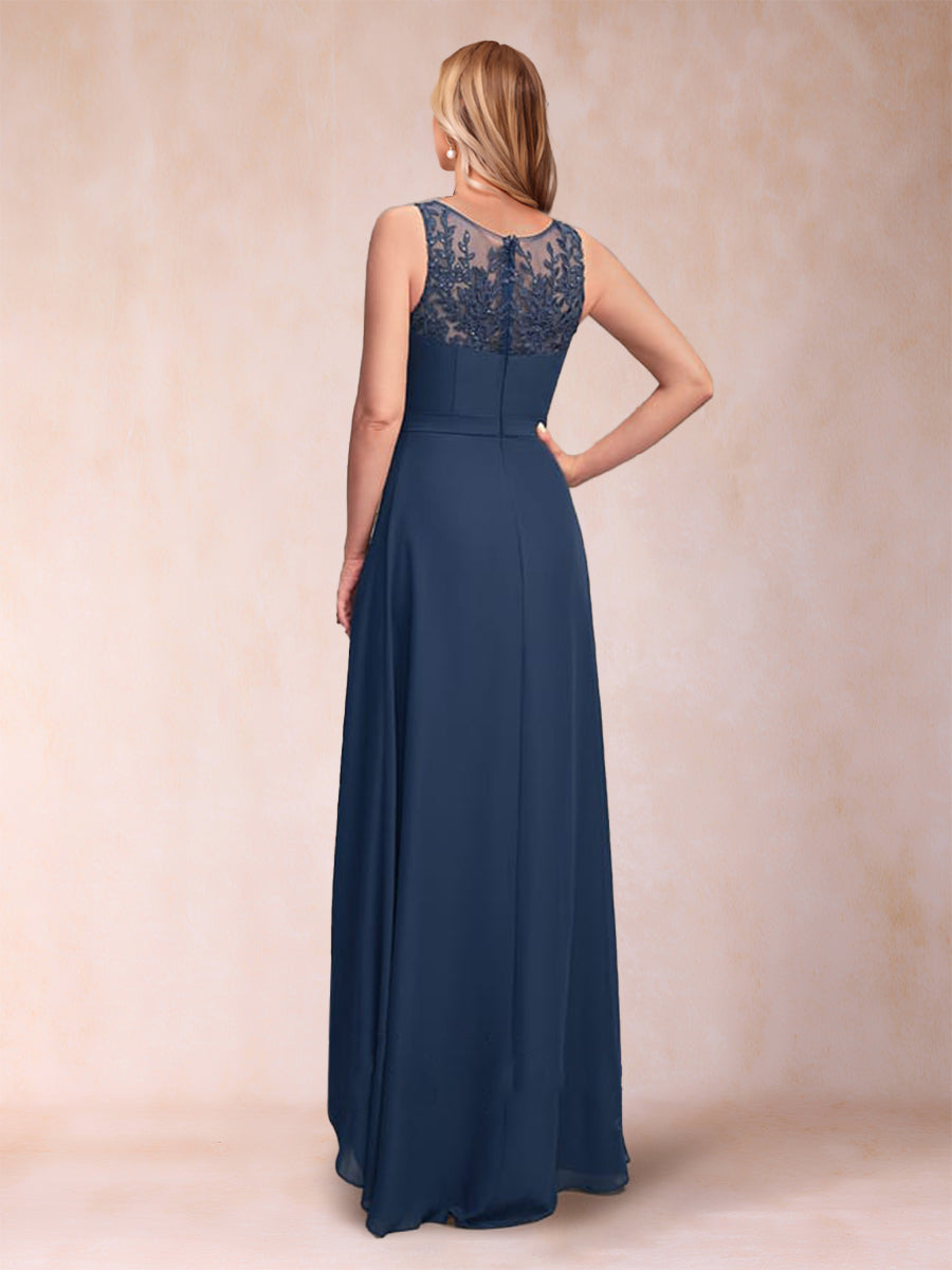A-Line/Princess Scoop 3/4 Sleeves Floor-Length two pieces Mother of the Bride Dress With Sequins & Sash
