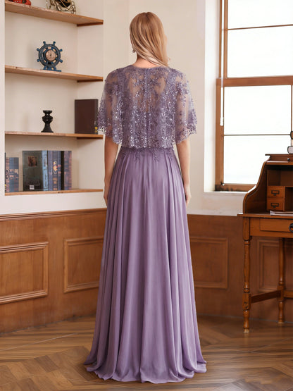 A-Line/Princess Square Neck Sleeveless Floor-Length Two Pieces Mother of the Bride Dresses with Lace & Jacket