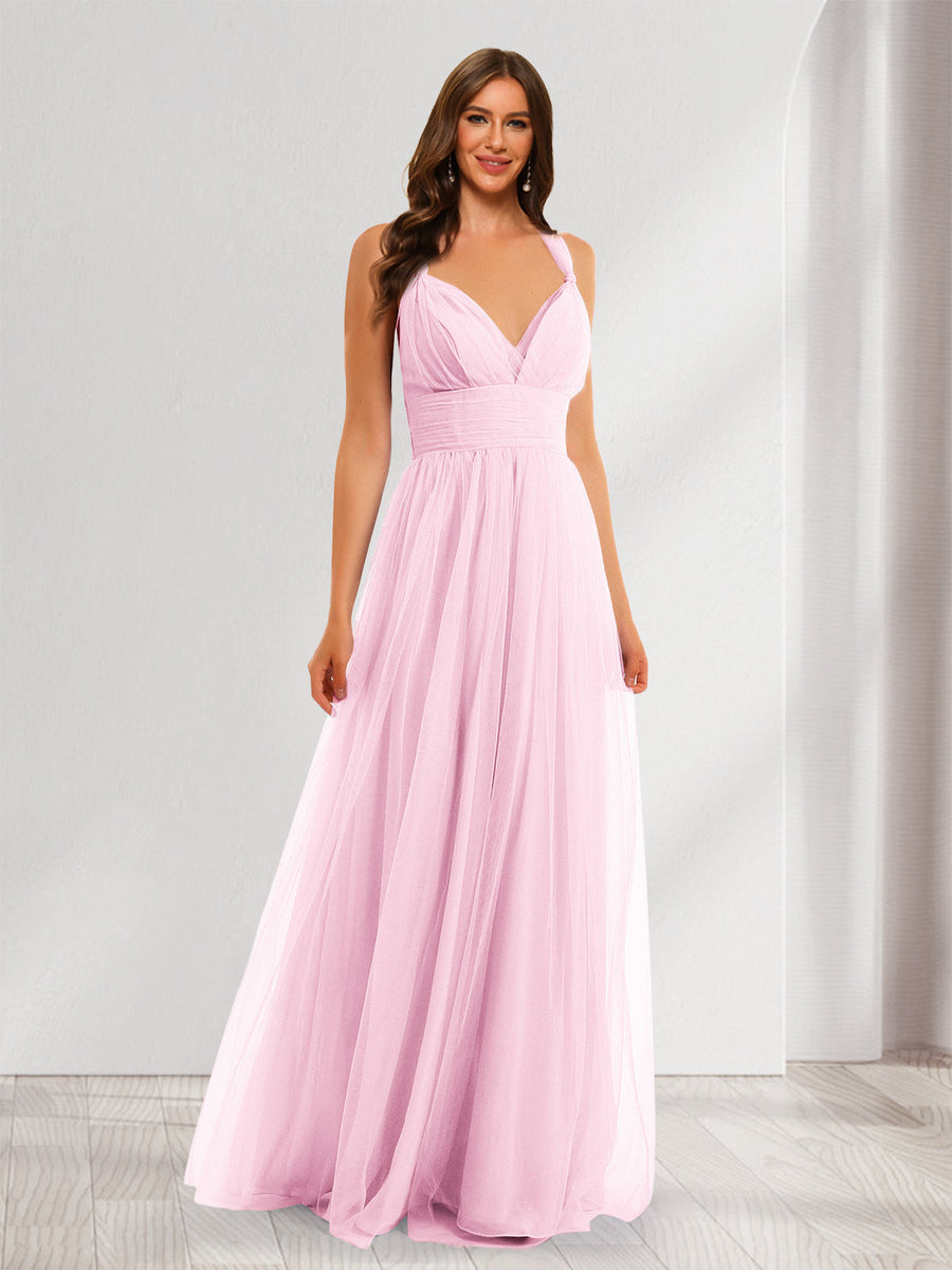 A-Line/Princess Halter Sweetheart Sleeveless Chiffon Bridesmaid Dresses with Ruched