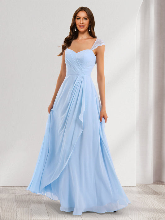 A-Line/Princess Sweetheart Sleeveless Chiffon Bridesmaid Dresses With Lace