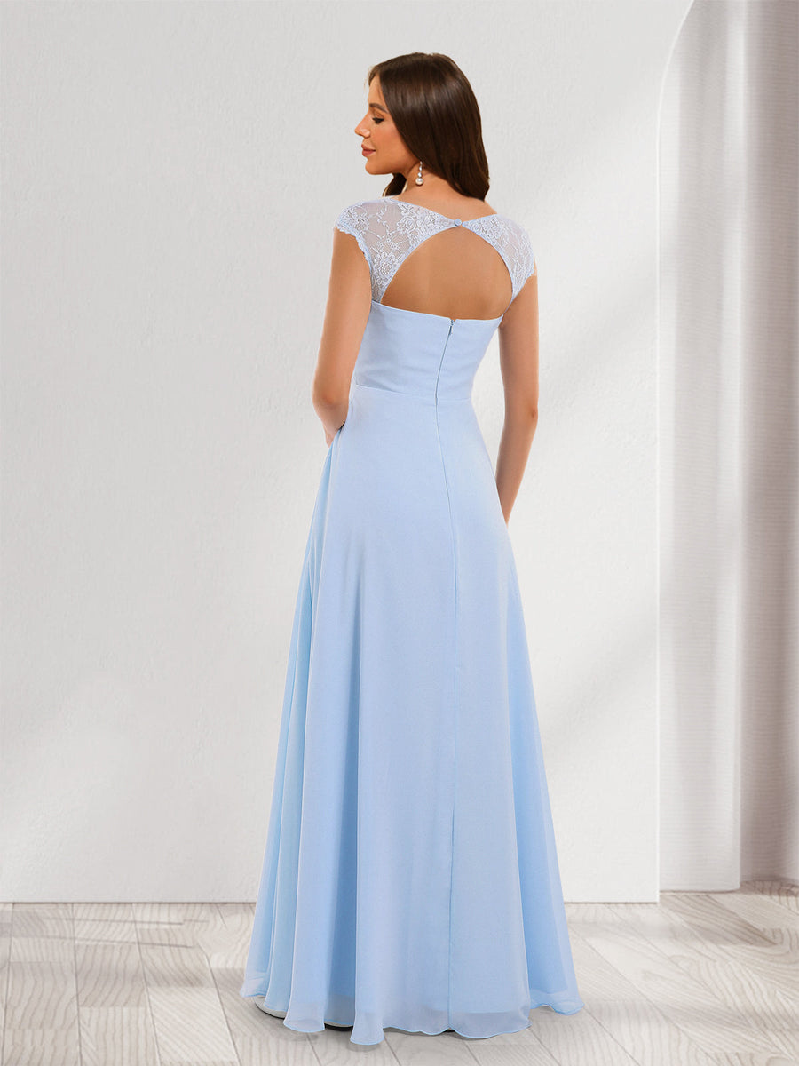 A-Line/Princess Sweetheart Sleeveless Chiffon Bridesmaid Dresses With Lace