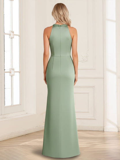 Sheath/Column Scoop Sleeveless Floor-Length Mother of the Bride Dresses with Applique