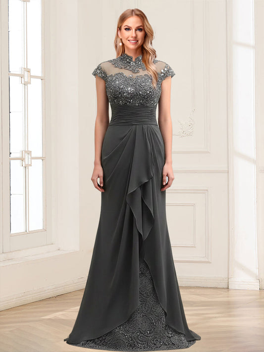 Sheath/Column Scoop Sleeveless Floor-Length Mother of the Bride Dresses with Lace & Applique