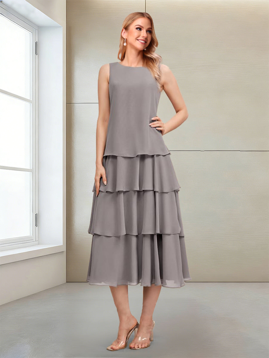 A-Line/Princess Scoop Long Sleeves Mother of the Bride Dresses with Appliques & Ruffles