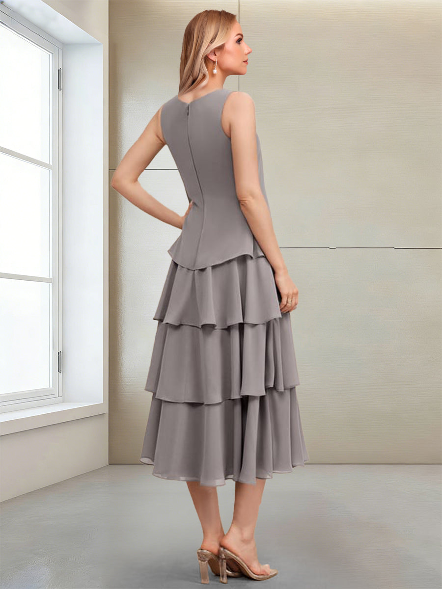 A-Line/Princess Scoop Long Sleeves Mother of the Bride Dresses with Appliques & Ruffles