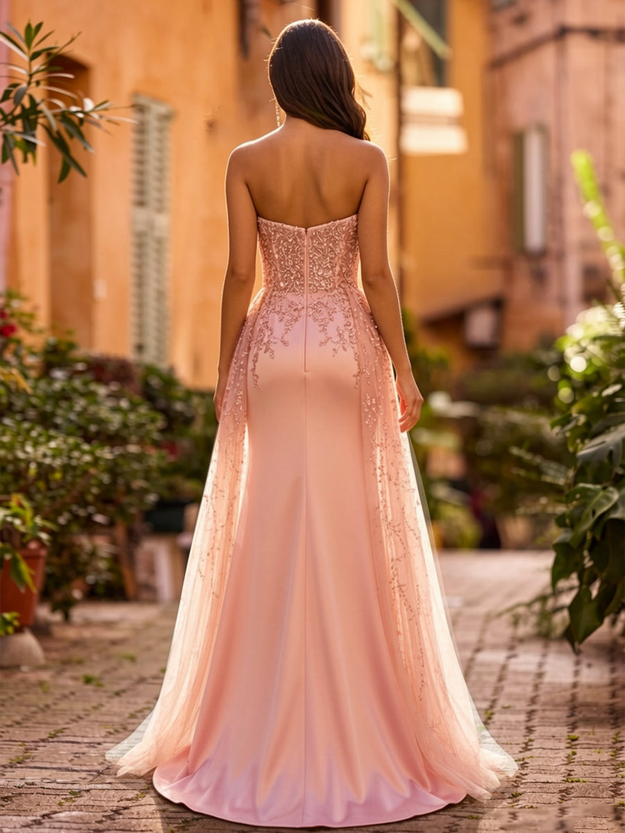 Trumpet/Mermaid Strapless Sweetheart  Long Prom Dresses with Beading & Embroidery