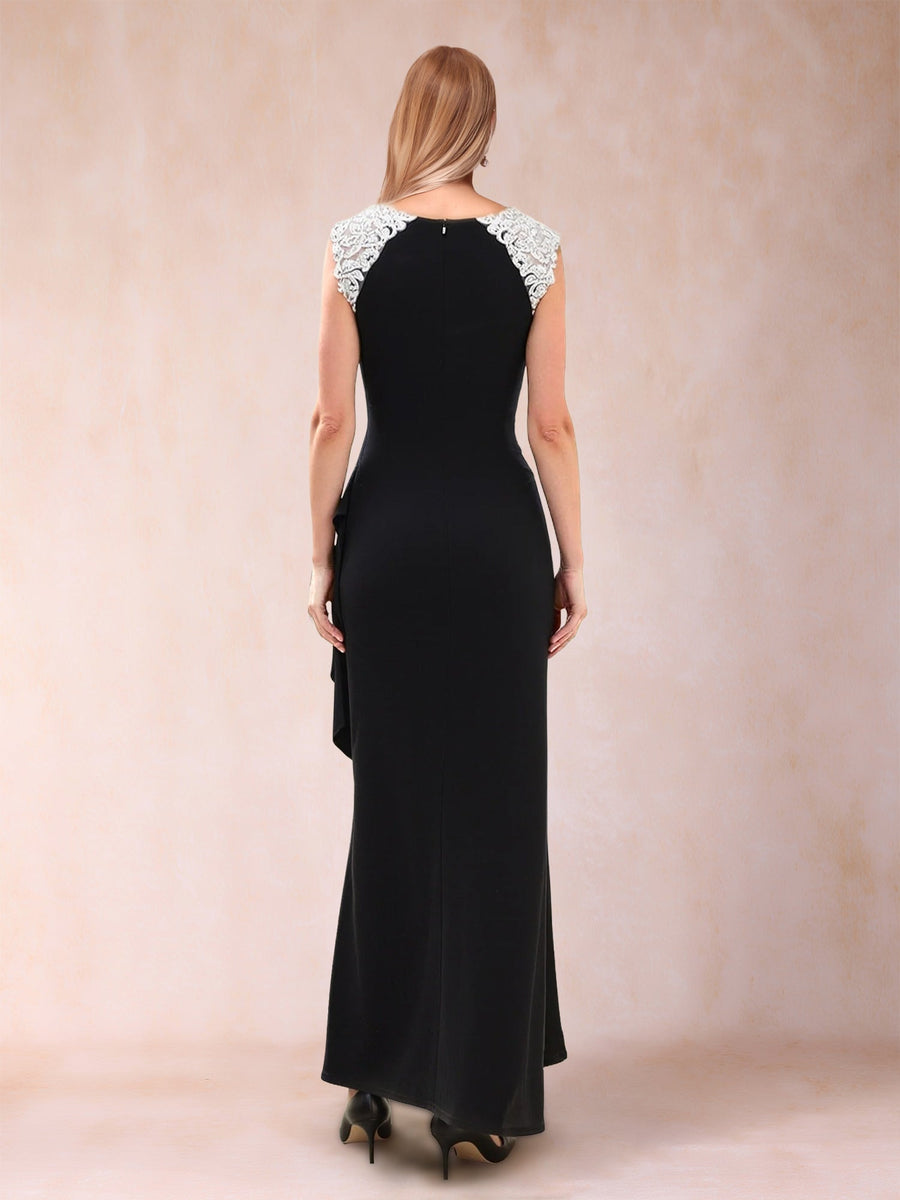 Sheath/Column Scoop Sleeveless Ankle-Length Mother of the Bride Dresses with Ruffles & Lace
