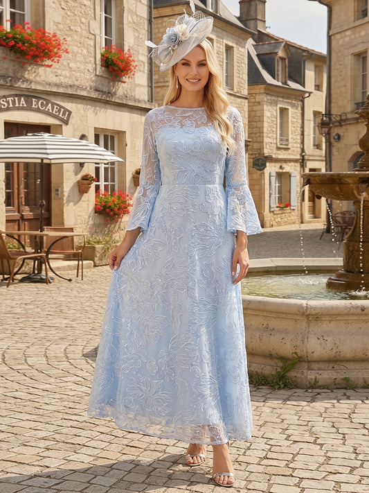 A-Line/Princess Scoop Long Sleeves Floor-Length Mother of the Bride Dresses with Embroidery