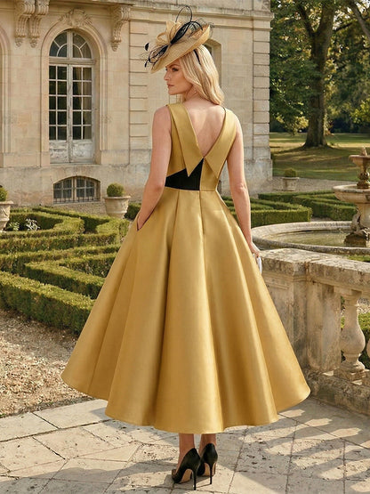 A-Line/Princess Crew Neck Sleeveless Ankle-Length Mother of the Bride Dresses with Bowknot