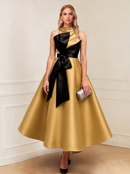 A-Line/Princess Crew Neck Sleeveless Ankle-Length Mother of the Bride Dresses with Bowknot