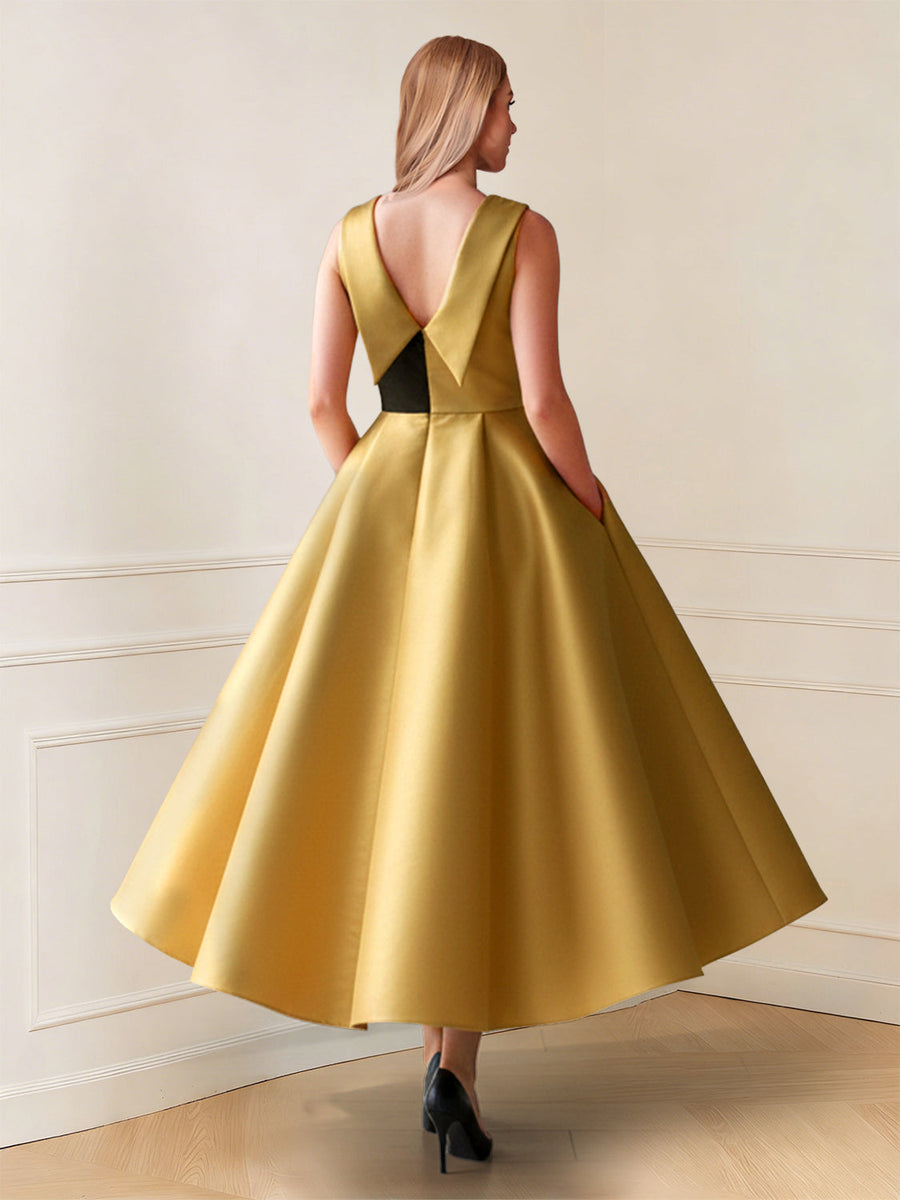A-Line/Princess Crew Neck Sleeveless Ankle-Length Mother of the Bride Dresses with Bowknot