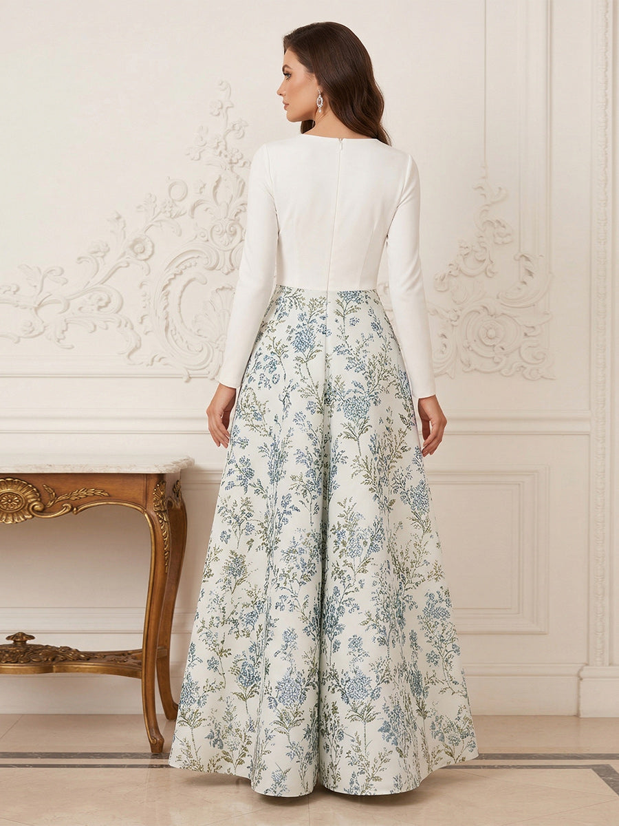 A-Line/Princess V-Neck 3/4 Sleeves Ankle-Length Mother of the Bride Dresses with Bowknot & Ruched