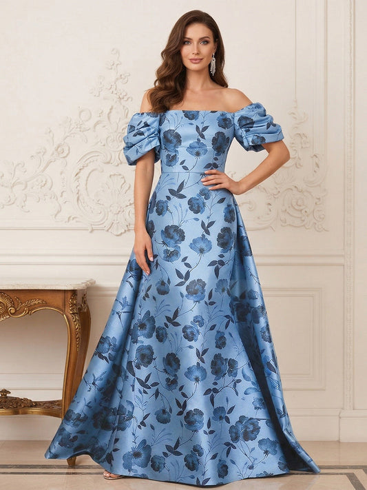 A-Line/Princess Off-The-Shoulder Sweep Train Mother of the Bride Dresses with Flower