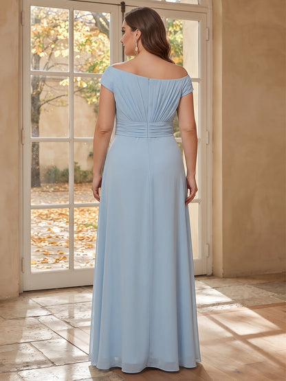 A-Line/Princess Asymmetrical Sleeveless Ankle-Length Plus Size Mother of the Bride Dresses with 3D Floral & Pleats
