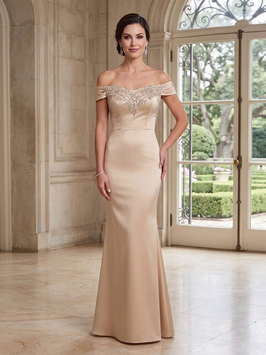 Trumpet/Mermaid Off the Shoulder Sleeveless Floor-length Mother of the Bride Dresses with Rhinestone