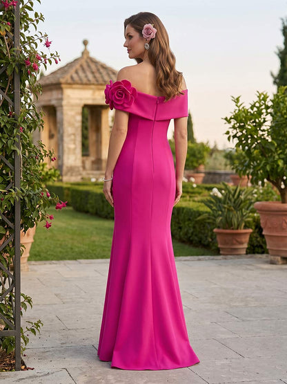 Trumpet/Mermaid Off the Shoulder Sleeveless Floor-length Mother of the Bride Dresses with 3D Floral