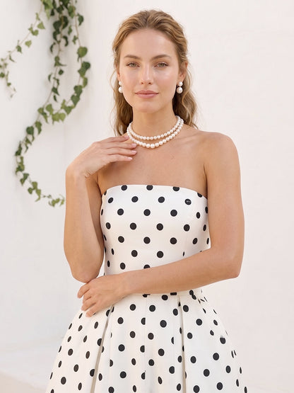 A-Line/Princess Strapless Sleeveless Floor-Length Formal Dresses With Pleats & Pockets
