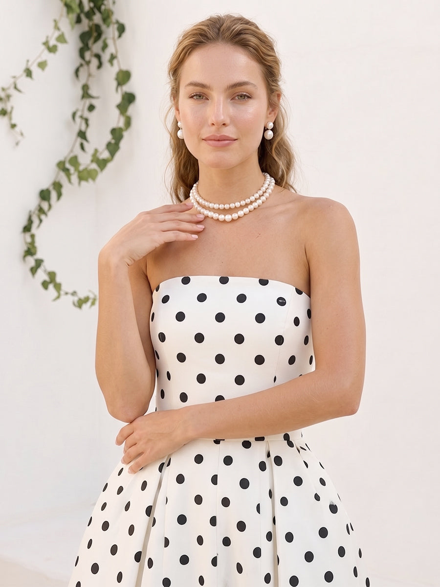 A-Line/Princess Strapless Sleeveless Floor-Length Formal Dresses With Pleats & Pockets