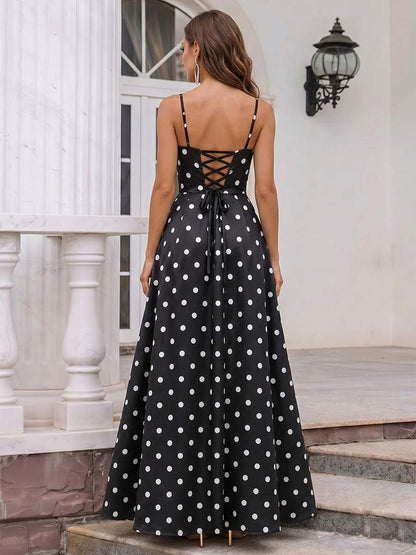 A-Line/Princess Spaghetti Straps Sleeveless Floor-Length Formal Dresses With Pleated & Ruched