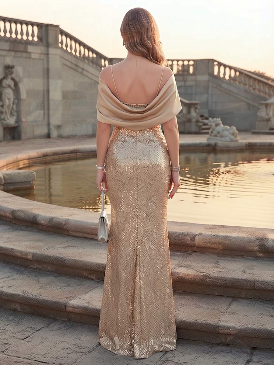 Sheath/Column Spaghetti Straps Sleeveless Floor-Length Mother of the Bride Dresses With Sequins & Applique