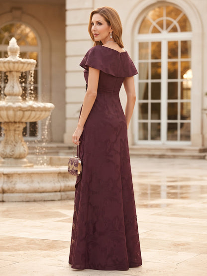 A-Line/Princess Scoop Short Sleeves Chiffon Floor-Length Mother of the Bride Dresses with Ruffles & Sash