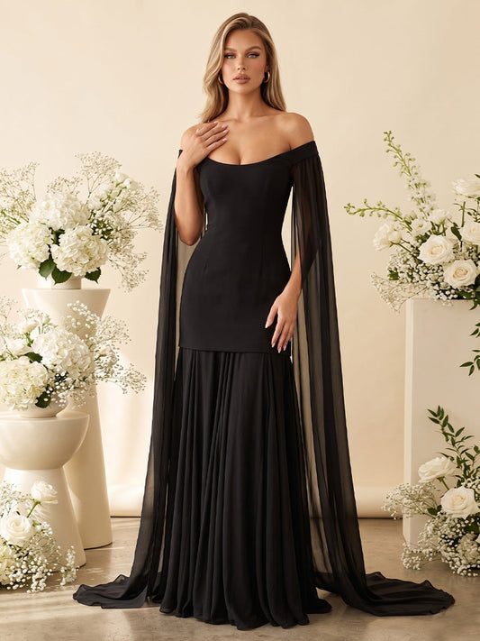 A-Line/Princess Off-the-Shoulder Floor-Length Bridesmaid Dresses with Pleats