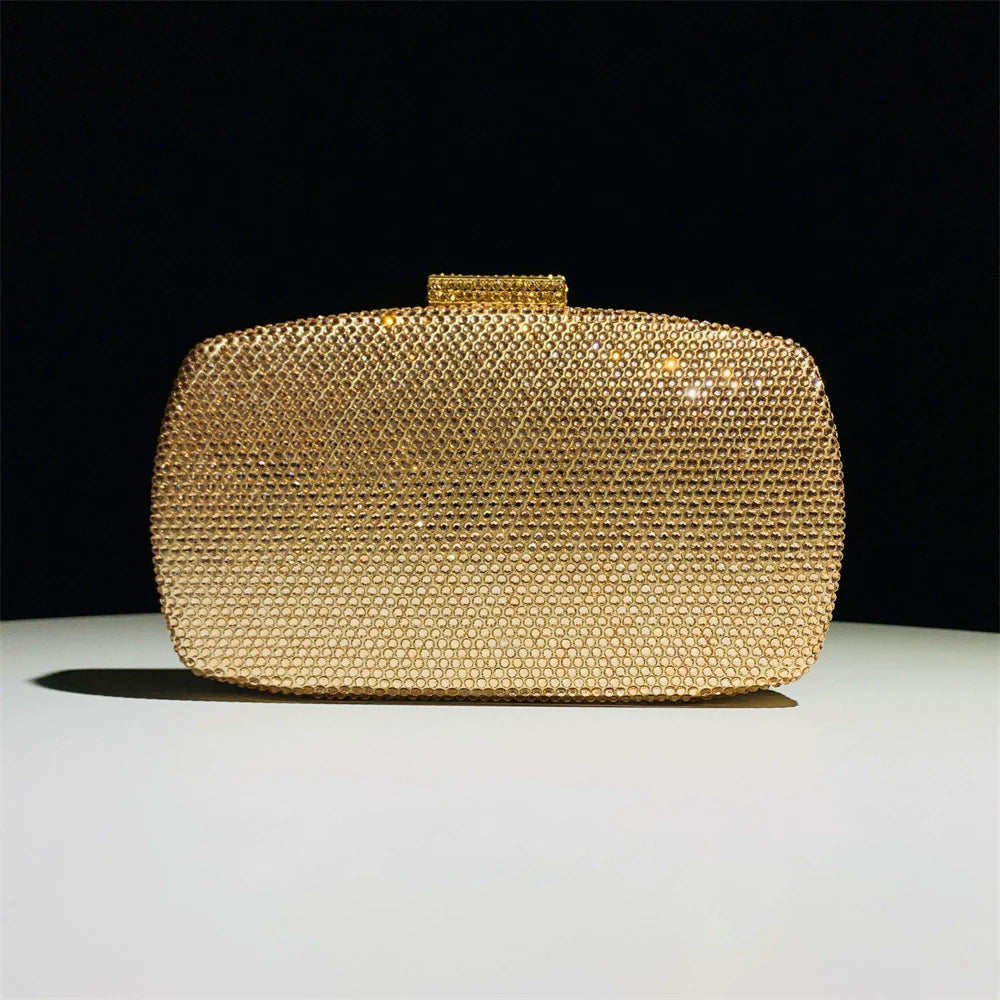 Alloy Solid Color Glitter Crystals Clutch Women's Handbags