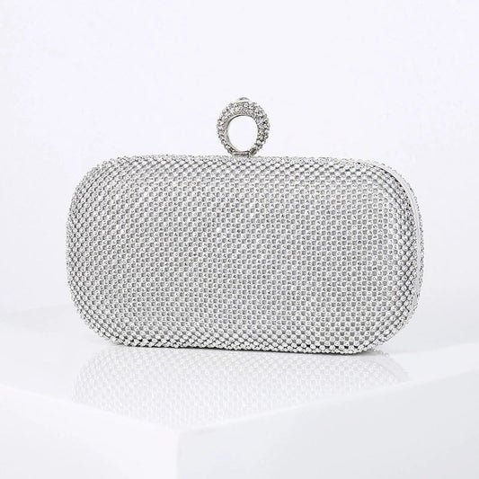 Alloy Solid Color Glitter Crystals Clutch Women's Handbags