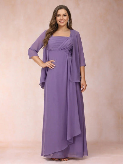 A-Line/Princess Sleeveless Plus Size Mother of the Bride Dresses with Ruffles & Jacket