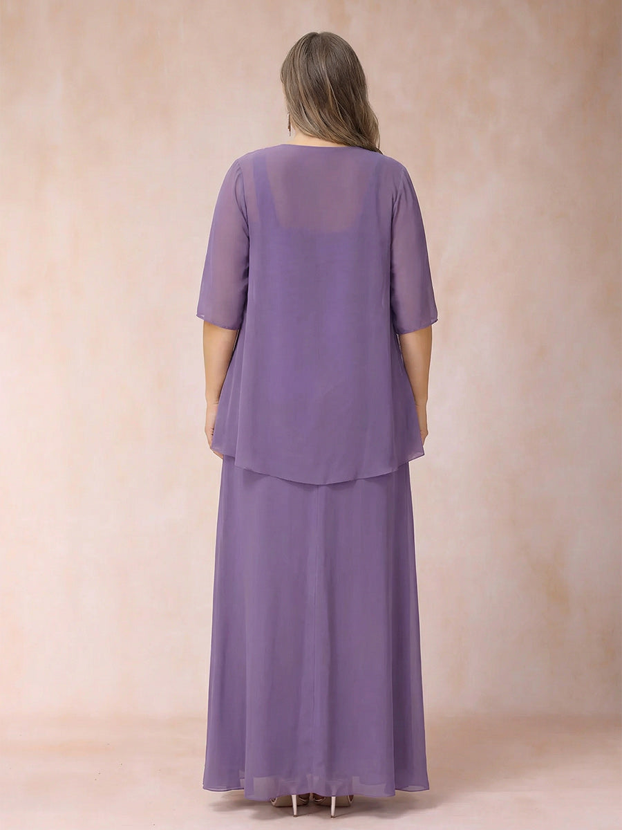 A-Line/Princess Sleeveless Plus Size Mother of the Bride Dresses with Ruffles & Jacket