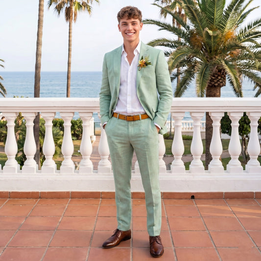 Tailored Fit Single Breasted One-button 2 Pieces Solid coloured Men's Wedding Suits