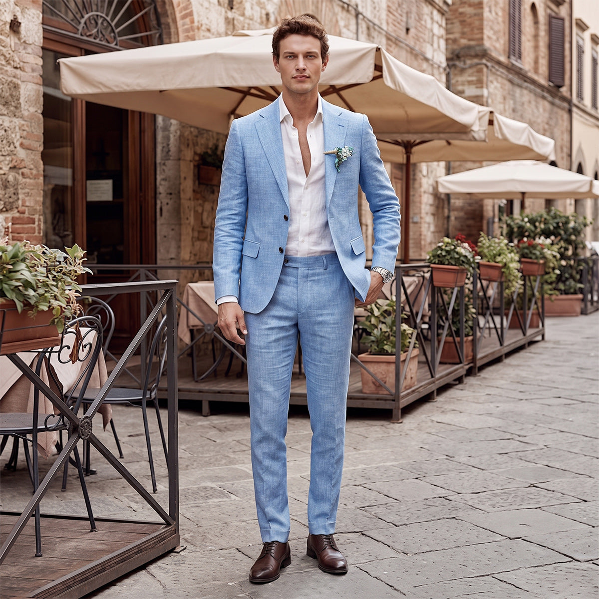 Tailored Fit Single Breasted Two-buttons Solid coloured Men's Jackets