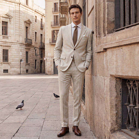 Tailored Fit Single Breasted Two-buttons 2 Pieces Solid Coloured Men's Wedding Suits