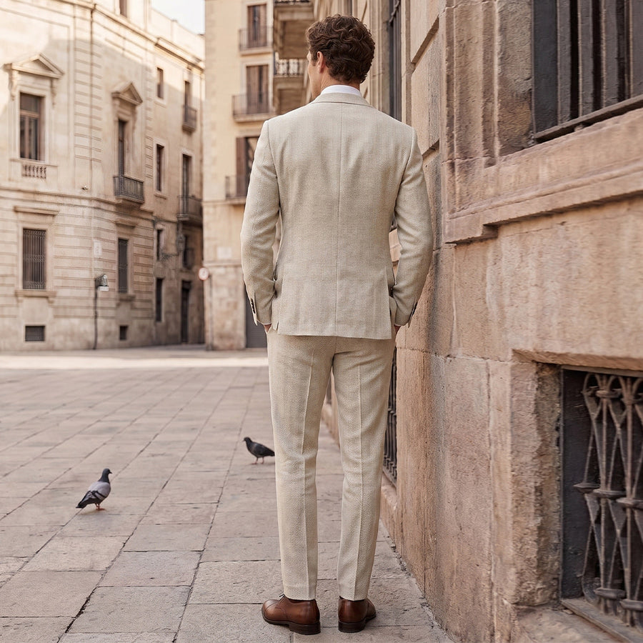 Tailored Fit Single Breasted Two-buttons 2 Pieces Solid Coloured Men's Wedding Suits