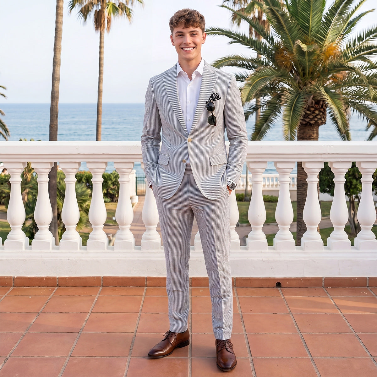 Tailored Fit Single Breasted Two-buttons Striped Men's Jackets