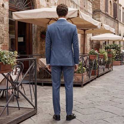 Tailored Fit Single Breasted Two-buttons 2 Pieces Plaid Men's Wedding Suits