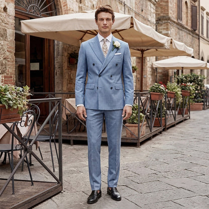 Tailored Fit Double Breasted Two-buttons 2 Pieces Men's Wedding Suits