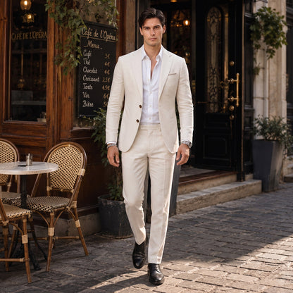 Tailored Fit Single Breasted Two-buttons 2 Pieces Solid coloured Men's Wedding Suits