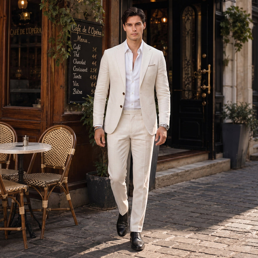 Tailored Fit Single Breasted Two-buttons 2 Pieces Solid coloured Men's Wedding Suits