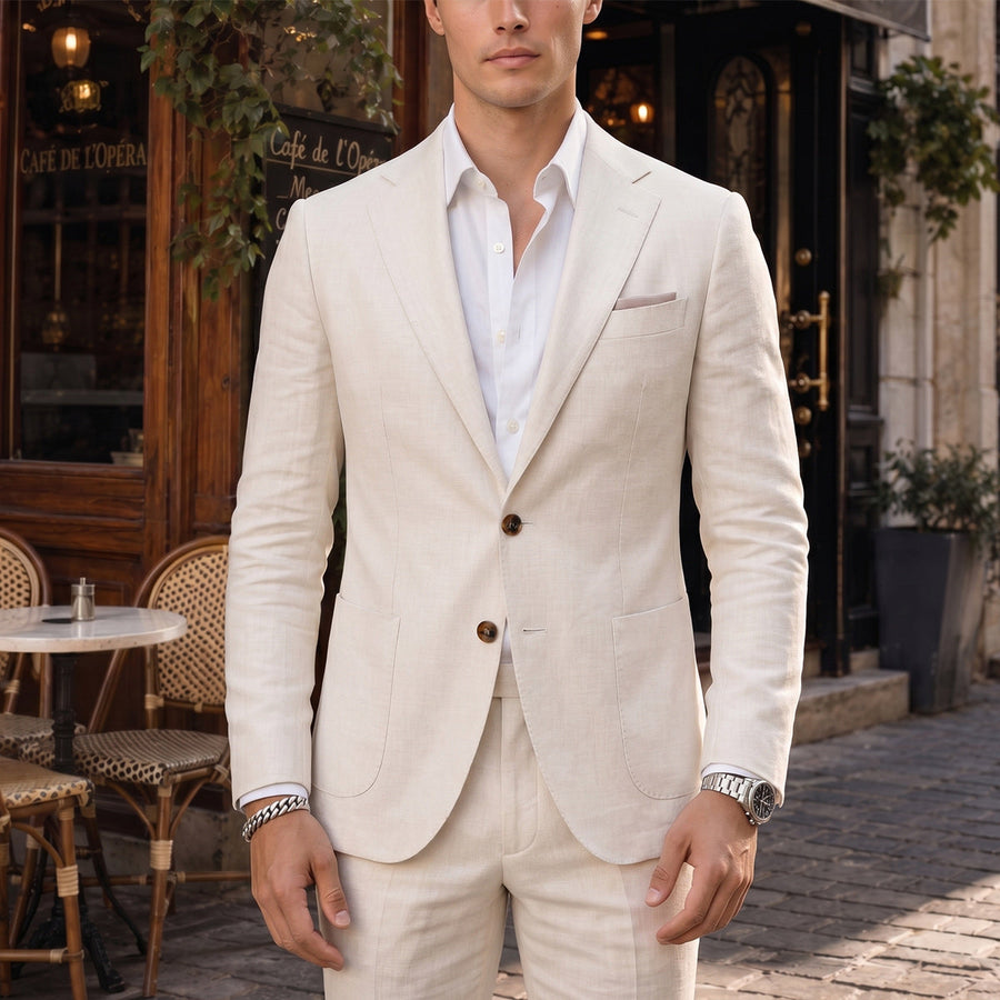 Tailored Fit Single Breasted Two-buttons 2 Pieces Solid coloured Men's Wedding Suits