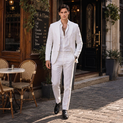 Tailored Fit Single Breasted Two-buttons 2 Pieces Solid coloured Men's Wedding Suits