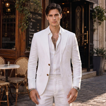 Tailored Fit Single Breasted Two-buttons 2 Pieces Solid coloured Men's Wedding Suits