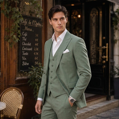Tailored Fit Single Breasted Two-buttons 3 Pieces Solid coloured Men's Wedding Suits