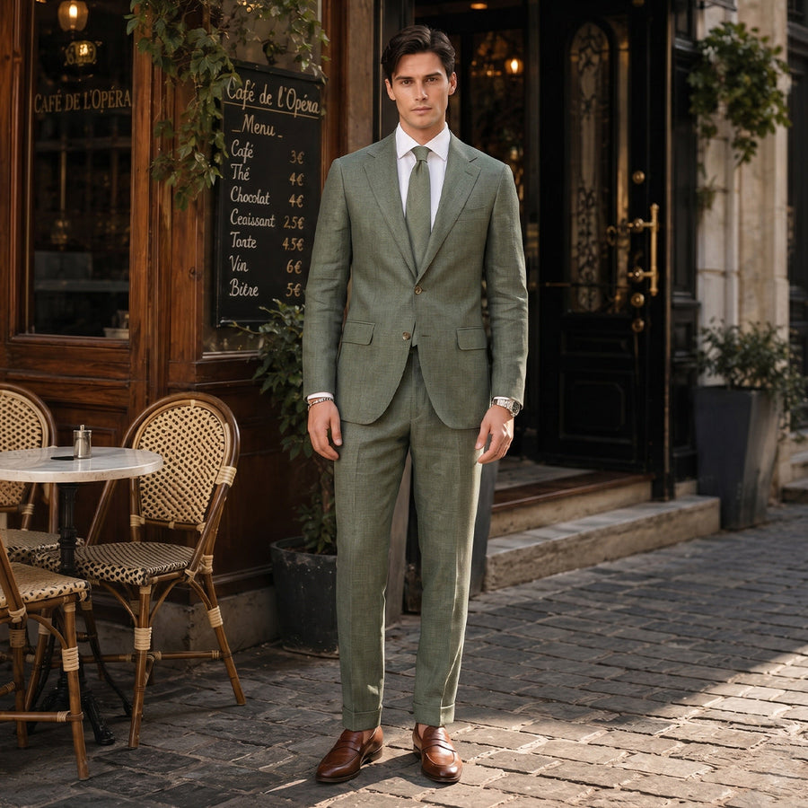 Tailored Fit Single Breasted Two-buttons 2 Pieces Solid coloured Men's Wedding Suits